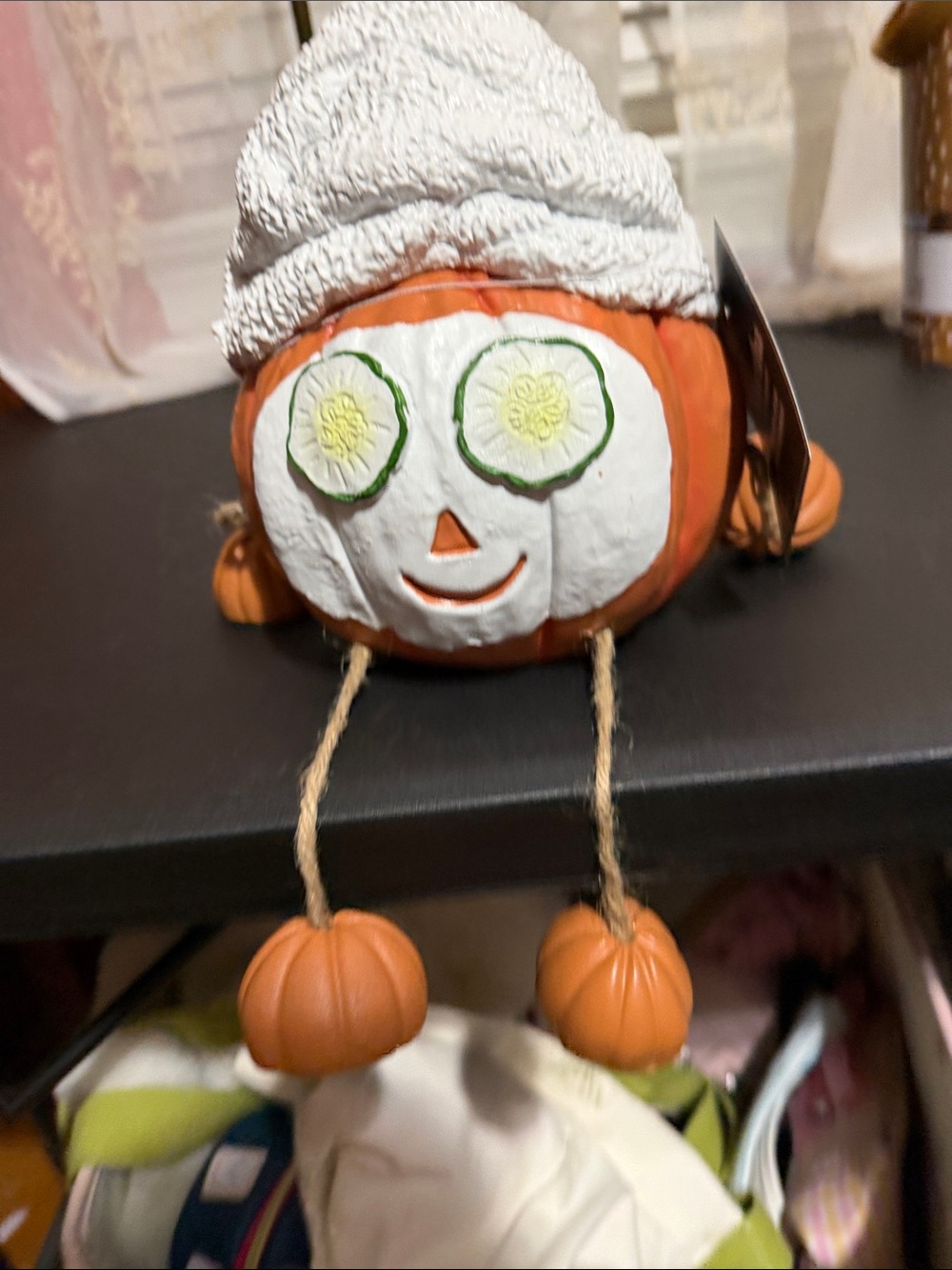 Martha Stewart pumpkin spa with dangling arms and legs ceramic decor